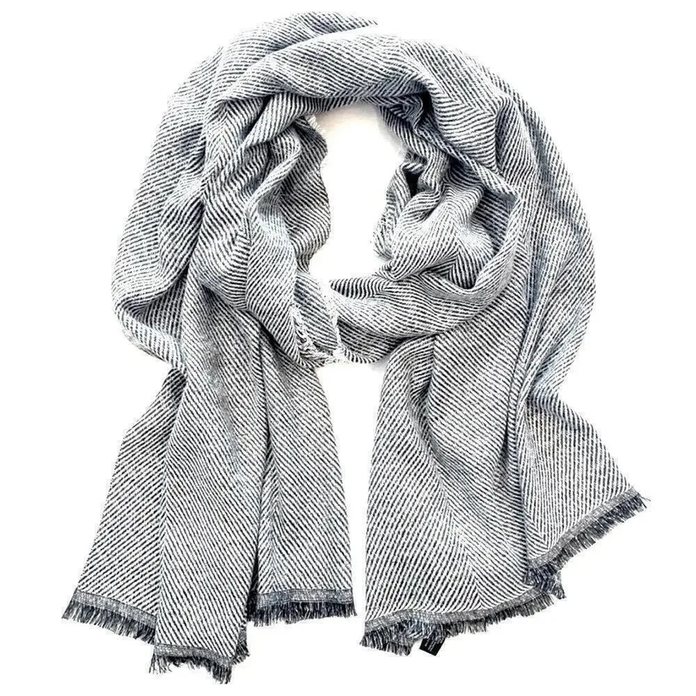 INC International Concepts Two-Tone Shine Scarf Wrap, Black/White One Size